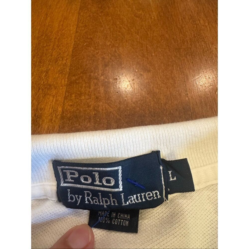 Polo by Ralph Lauren Men’s White Crest Logo Polo Shirt Size L Short Sleeve Cotto - Picture 3 of 6